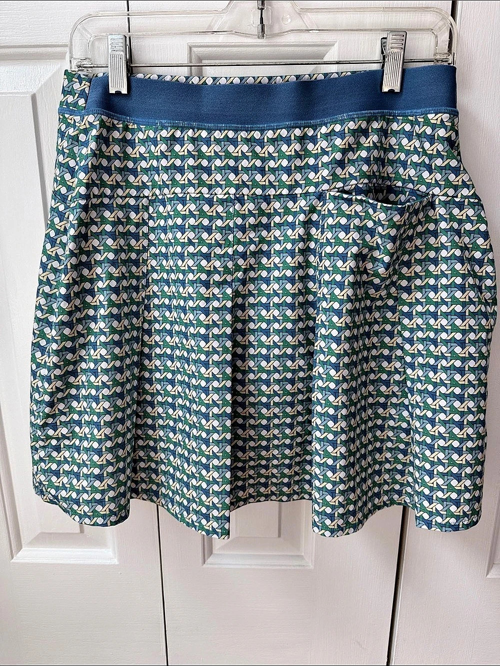 Lauren Ralph Lauren Geometric Mini Skirt in Blue & White Size Medium